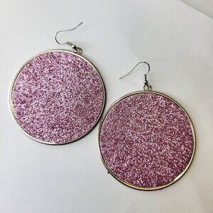 Pink Glitter Round Earrings